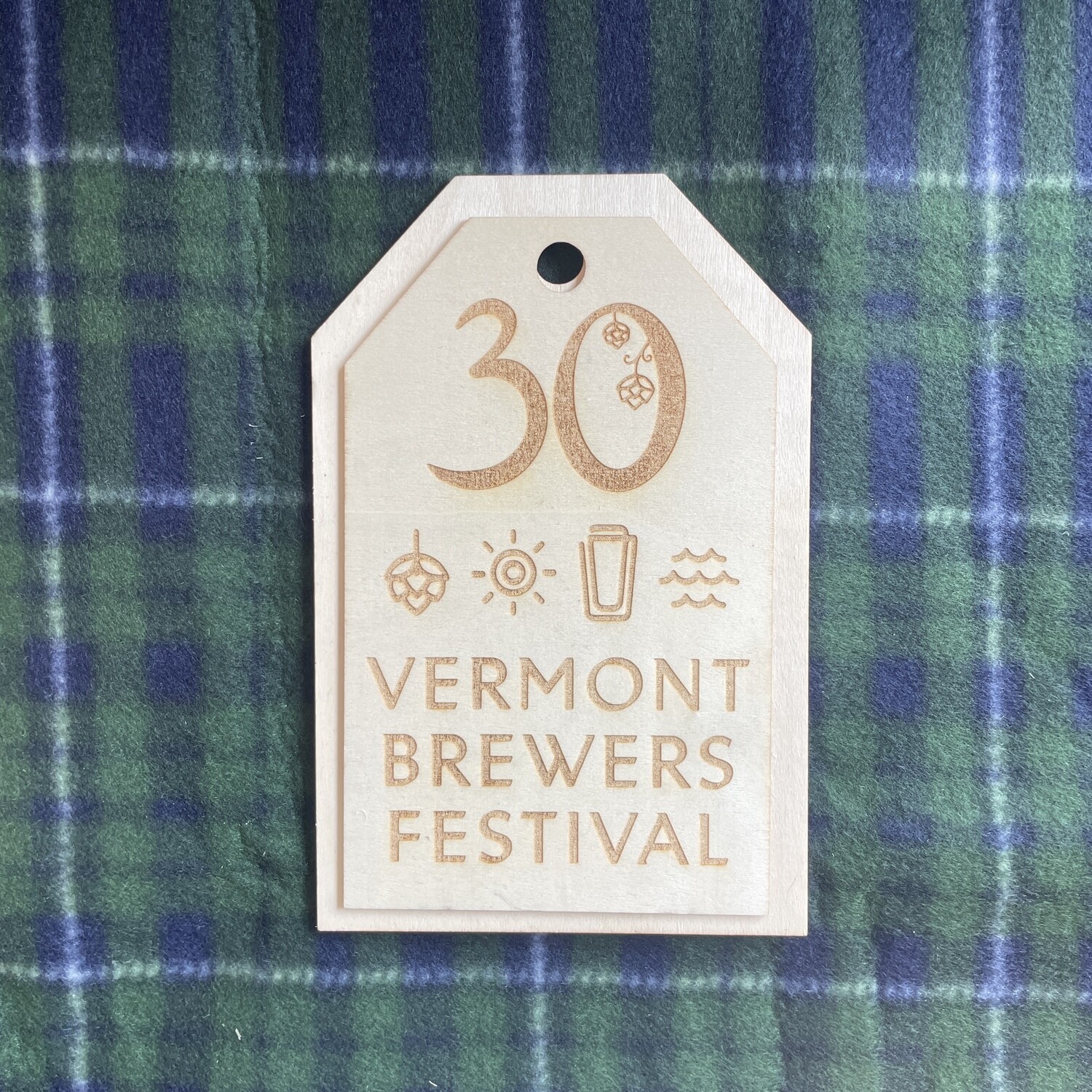 30th Vermont Brewers Festival Wooden Tag Sign