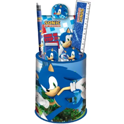 Sonic - Stiftehalter inkl. 7-teiliges Schreibwaren-Set