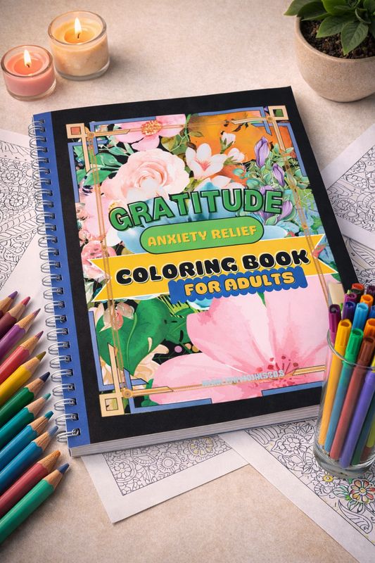 Gratitude Anxiety Relief Colouring Book For Adults | Relaxation activity books