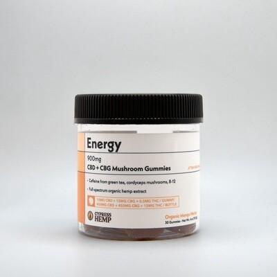 Energy Full Spectrum Gummies 900mg CBD+CBG+Mushroom+Caffeine - Mango Nectar