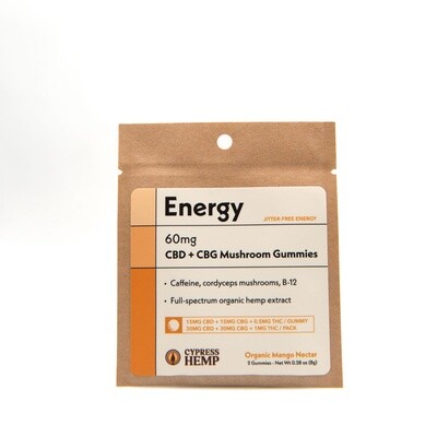 Trial Energy Full Spectrum Gummies 60mg CBD+CBG+Mushroom - Mango Nectar