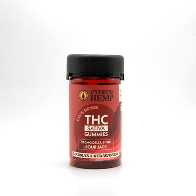 D9 Strawberry THC 1:0 Ratio Gummies 8 mg Sativa 30 ct.