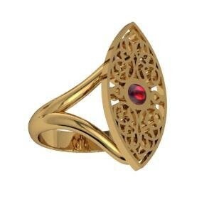 AKM 819 Silver GP Ring. Double Band. Garnet Stone