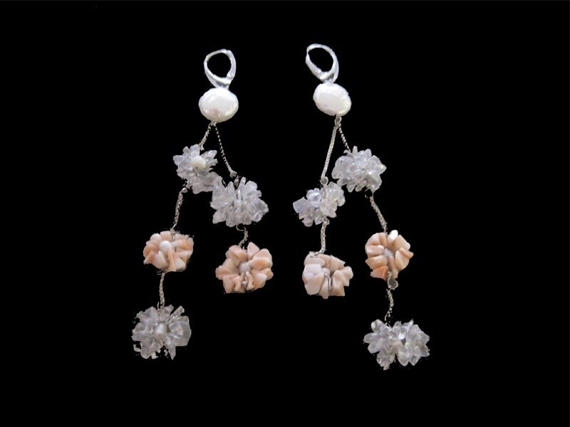 GEMSTONE FLOWER SHOWER EARRINGS