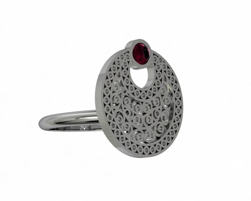 CRESCENT RING WITH CABOCHON