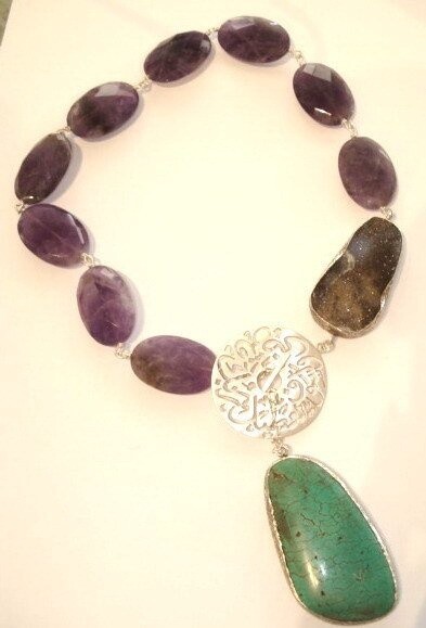 STN DSC NECKLACE WITH TRQ DROP