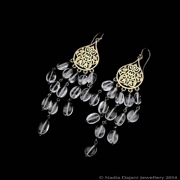 Gold Plated Arabesque Shower Earrings Small
