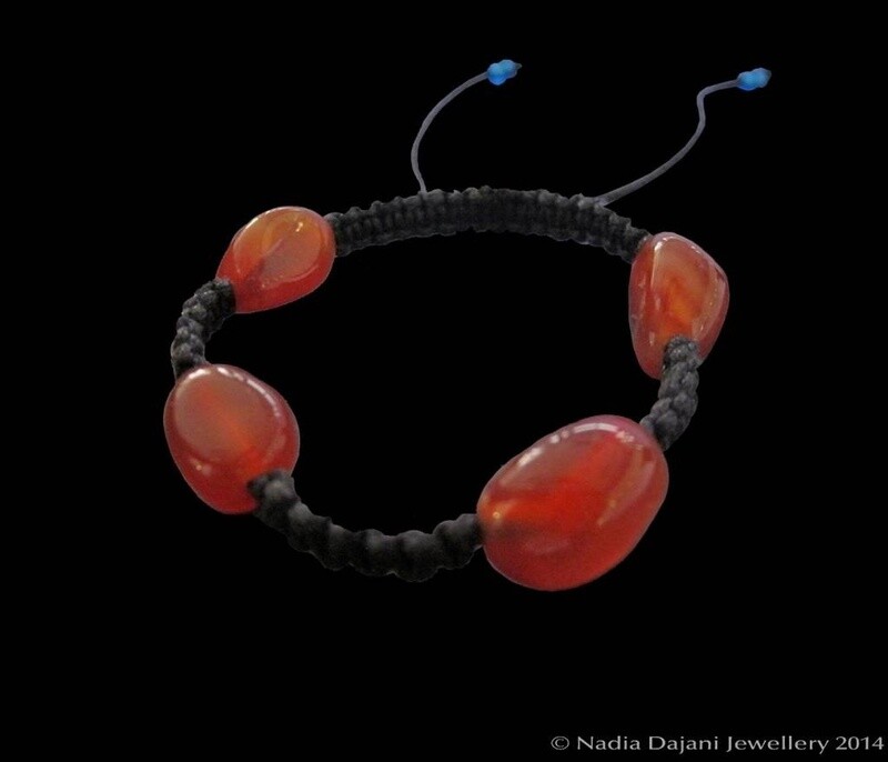 4-Stone Agate Bracelet On Cord