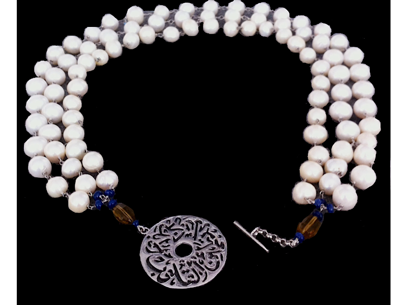 3 Row Necklace With Disc Closure