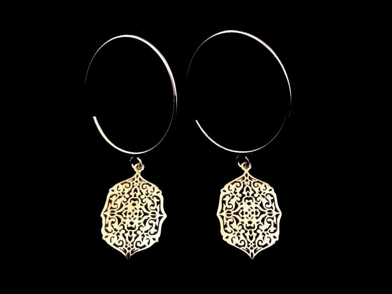 Alhambra Gold Plated Earrings on Silver Hoop
