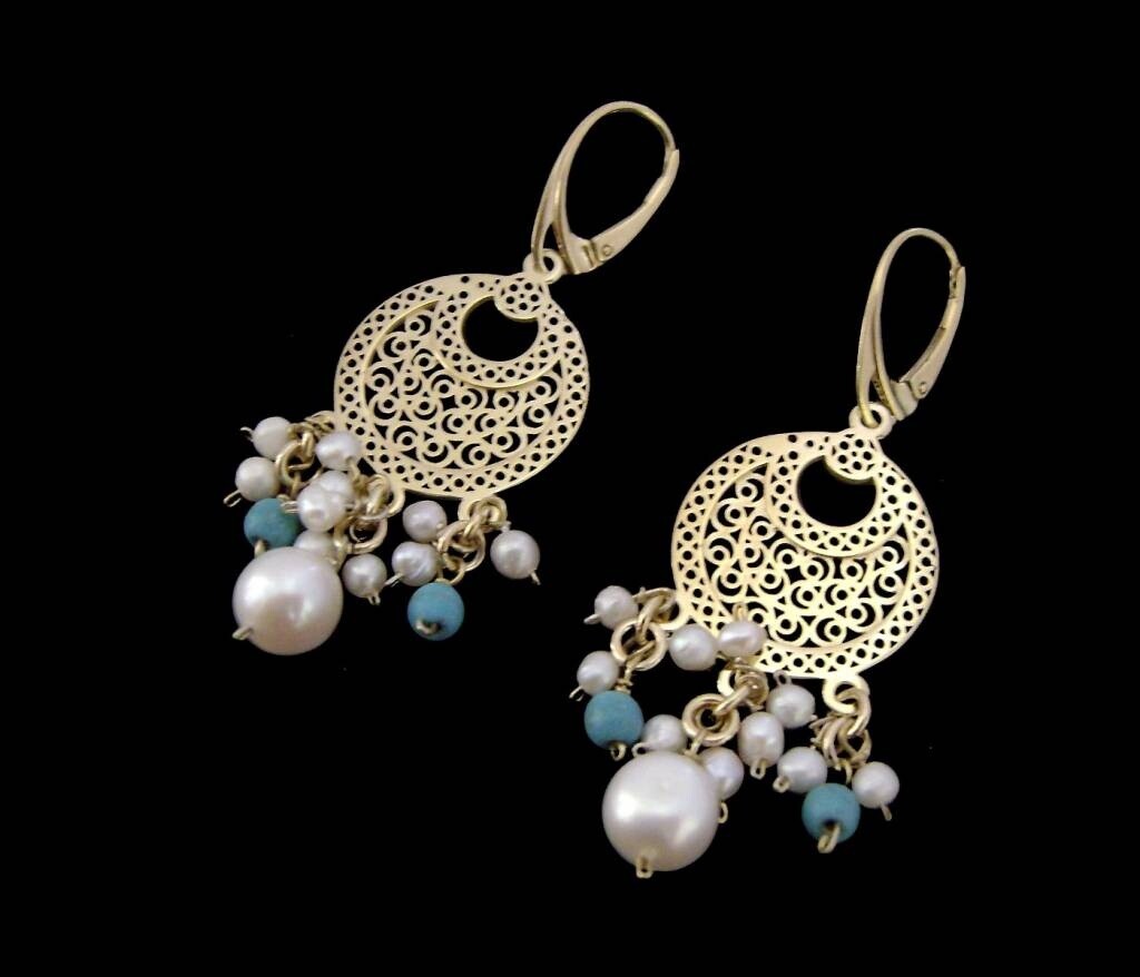 CRESCENT EARRINGS WITH MULTI GEMSTONES