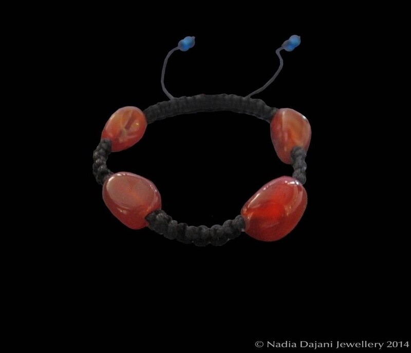 4-Stone Agate Bracelet On Cord