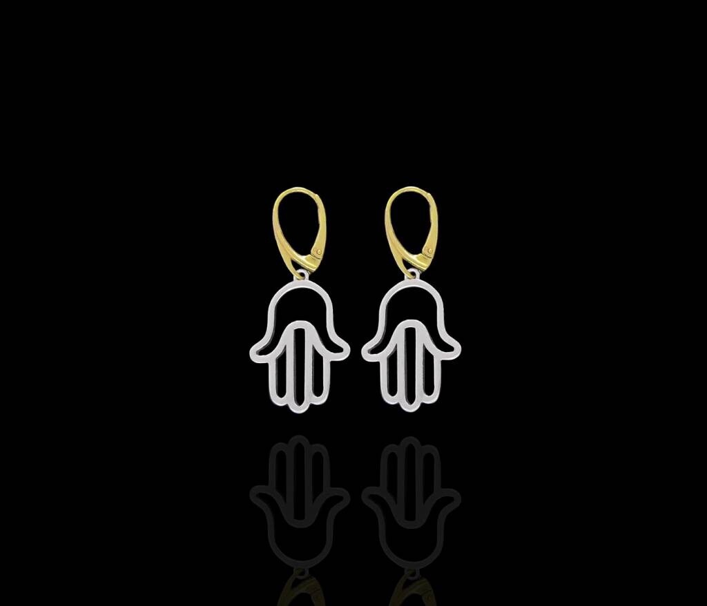 HAND OF FATIMA EARRINGS TWO TONE