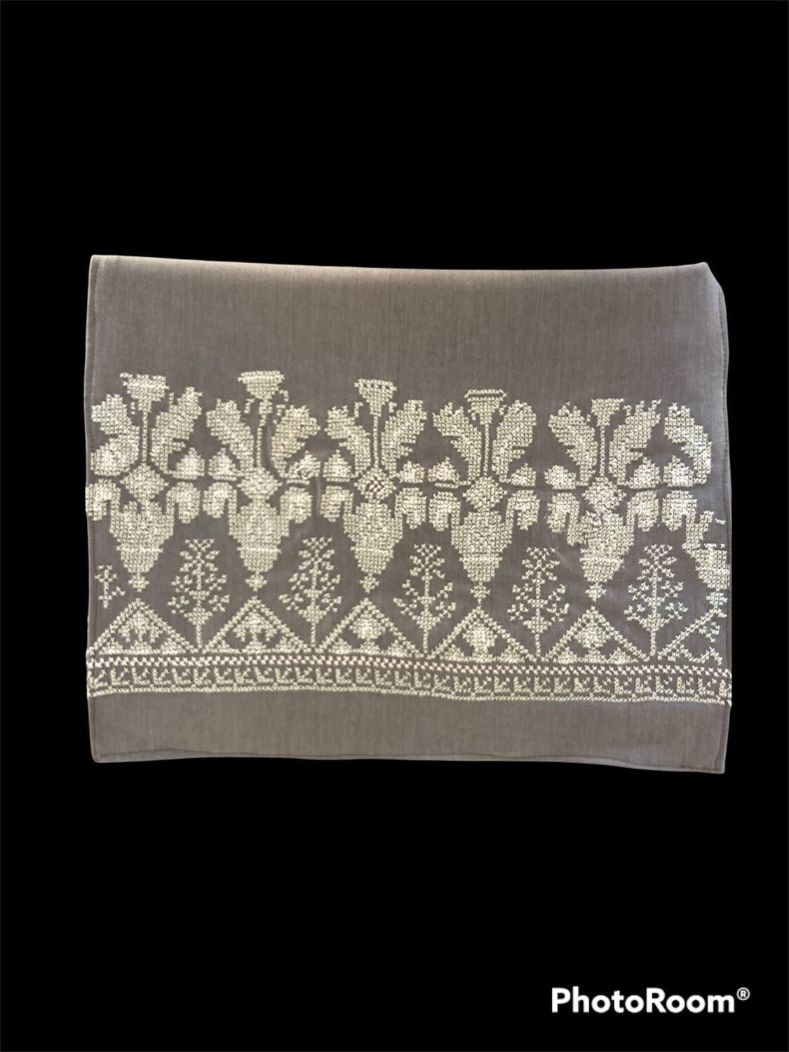 GREY SCARF WITH GREY EMBROIDERY