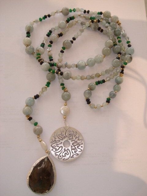 STONE TIE NECKLACE W DISC