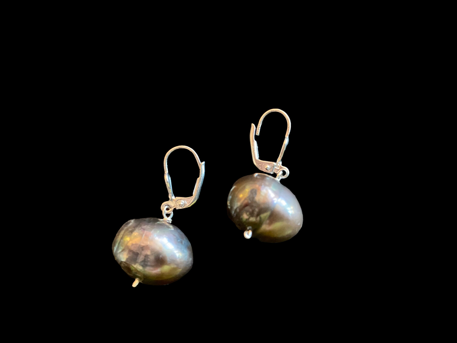Extra Large Grey Baroque Pearl Earrings