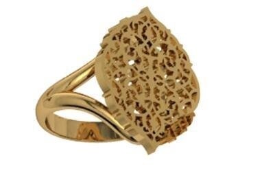 Arabesque Oval Double Ring Gold Plated Silver