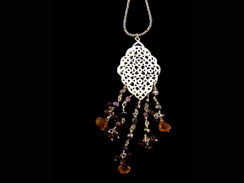 CHAIN NECKLACE. GEOMETRY &amp; CUT STONE TASSELS