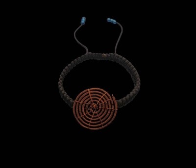 Copper swirl on braided cord bracelet