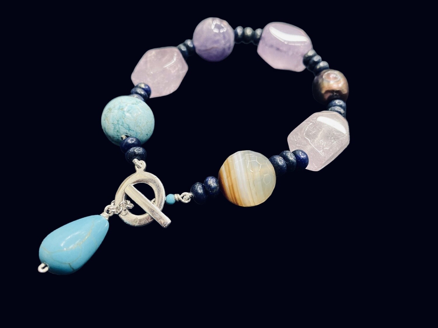 GEMSTONE BRACELET WITH TURQUOISE DROP