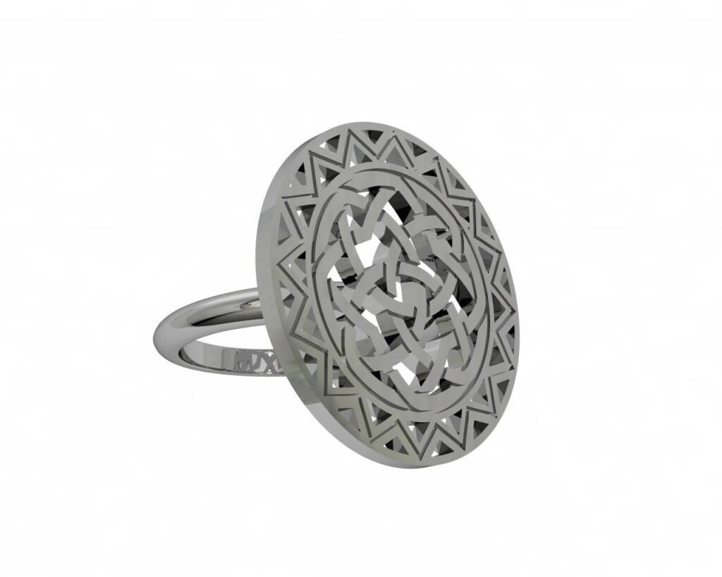 AKM Geometric Ring Silver Single Band