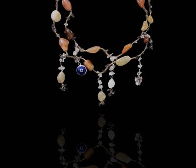 Two-Row Semi Precious Stone Necklace With Charms