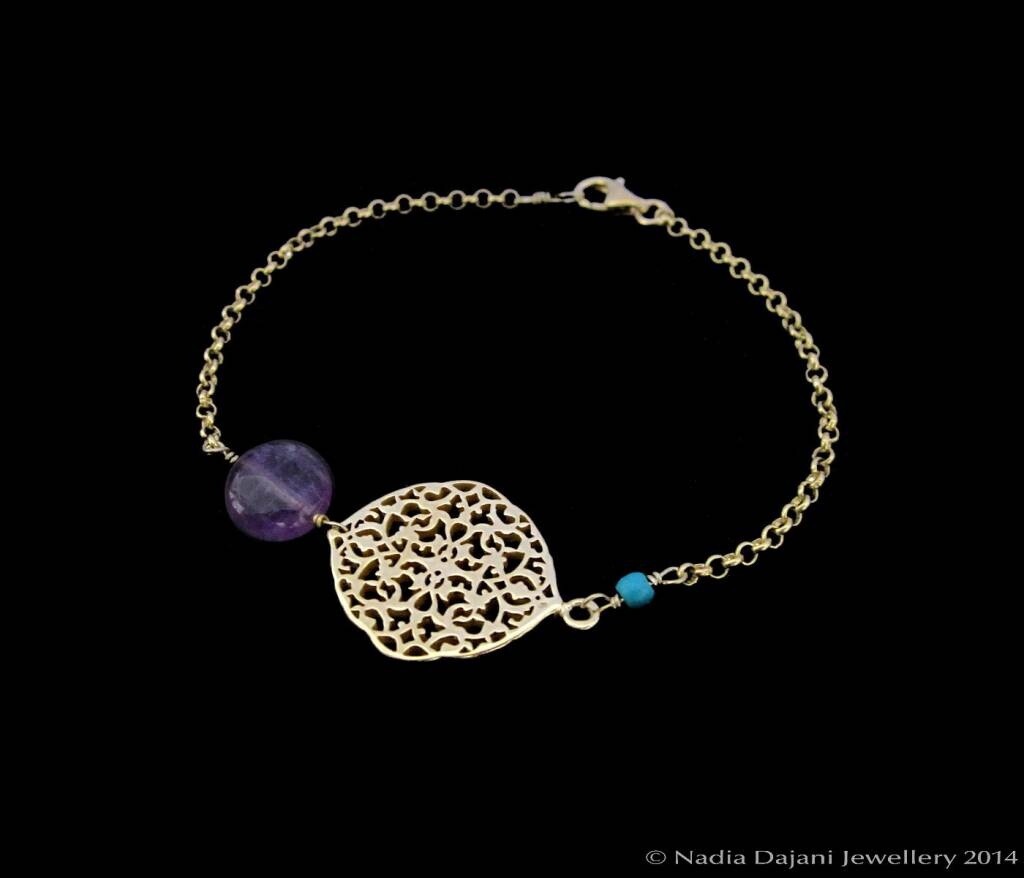 Gold Plated Arabesque Bracelet With Chain