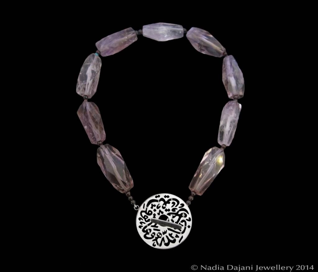 HAND CUT AMETHYST NECKLACE WITH MEDIUM DISC