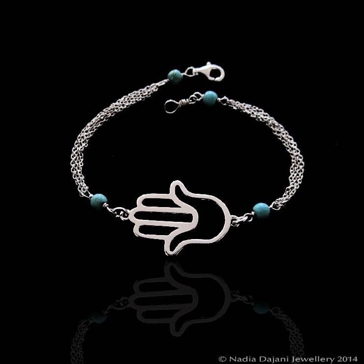 HAND OF FATIMA 5 CHAIN BRACELET SILVER