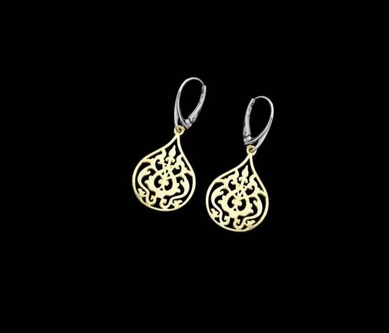 Arabesque Gold Plated Earrings Two Tone