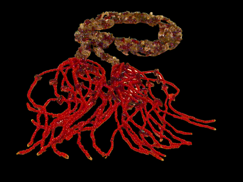 GARNET &amp; SMOKEY QUARTZ TIE NECKLACE WITH BEDOUIN TASSEL