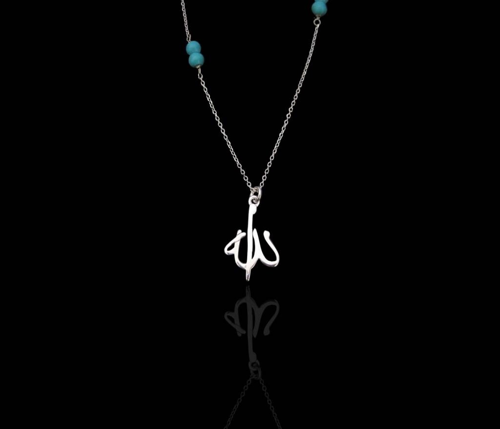 CHAIN NECKLACE. STONES &amp; ALLAH PENDANT