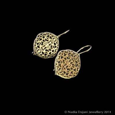 Gold Plated Arabesque Oval Earrings