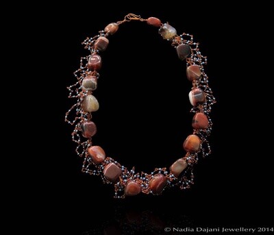 Agate necklace with turquoise beads