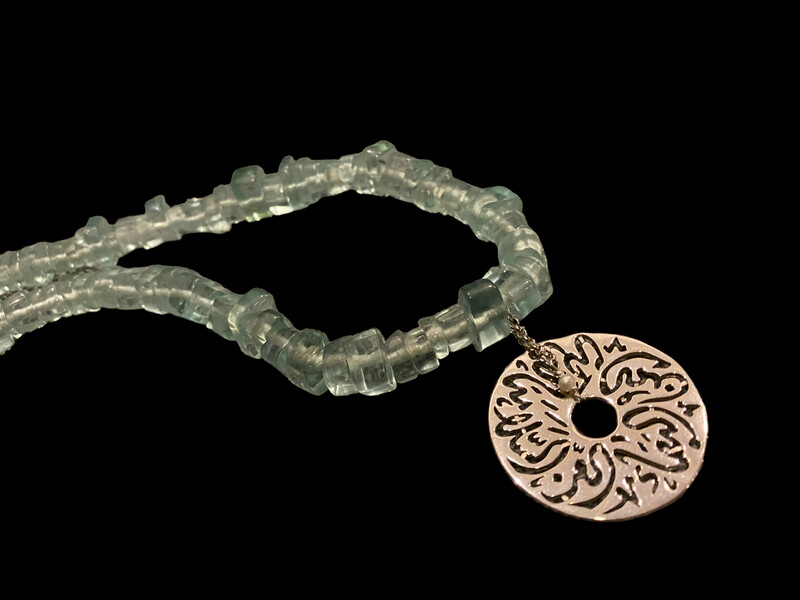 Pearl and Sponge Coral Necklace With Medium Disc