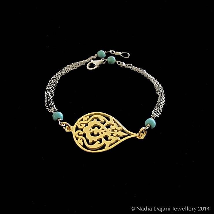Arabesque Two Tone Bracelet With Chains