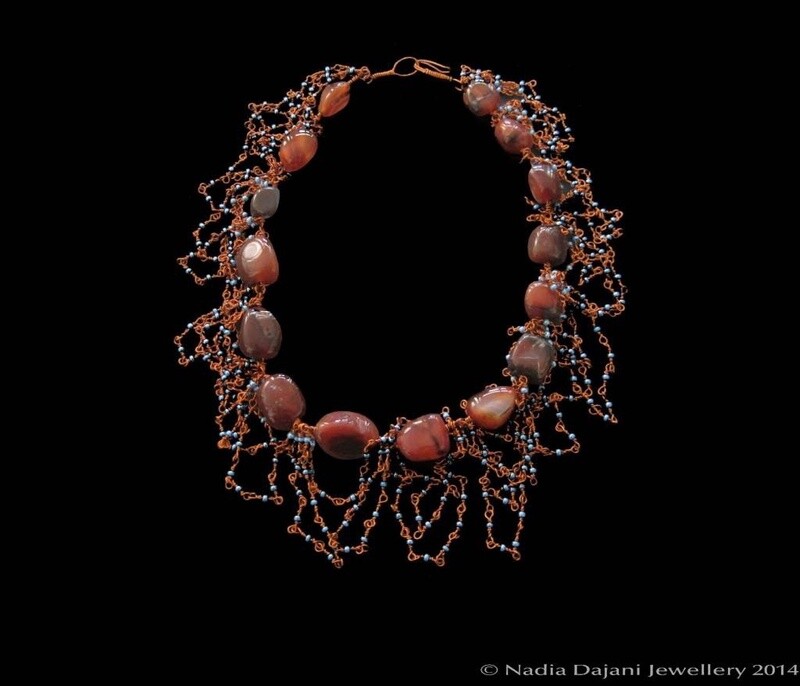 Agate necklace with turquoise beads