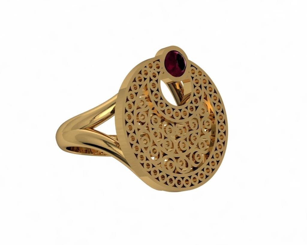 CRESCENT RING WITH CABOCHON GP