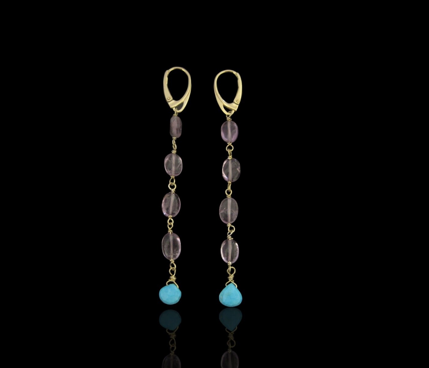 GEMSTONE STRING EARRING WITH GP FRENCH HOOK