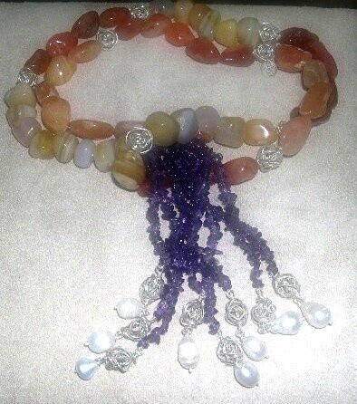 Agate and Amethyst Tie