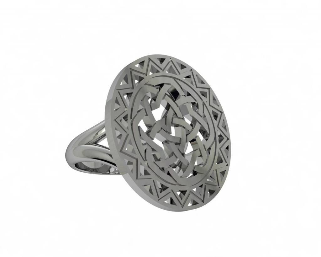 AKM Geometric Ring Silver Double Band