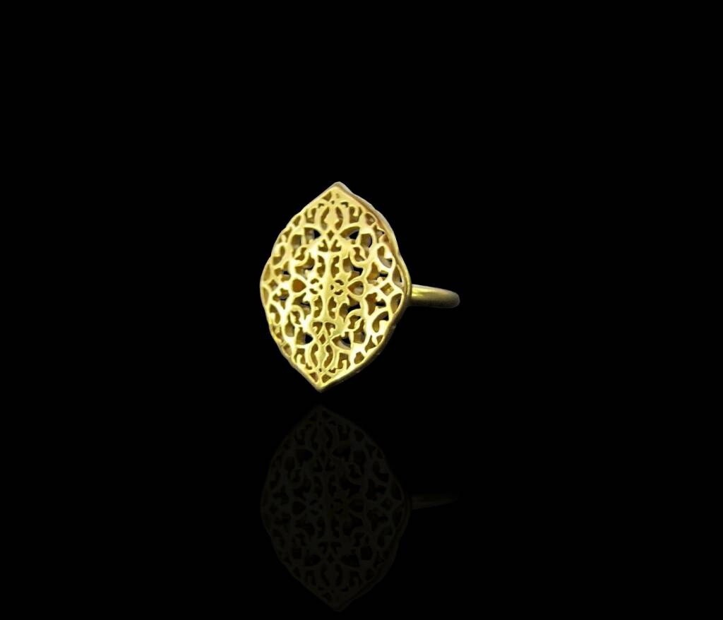 Arabesque Oval Ring Silver Gold Plated