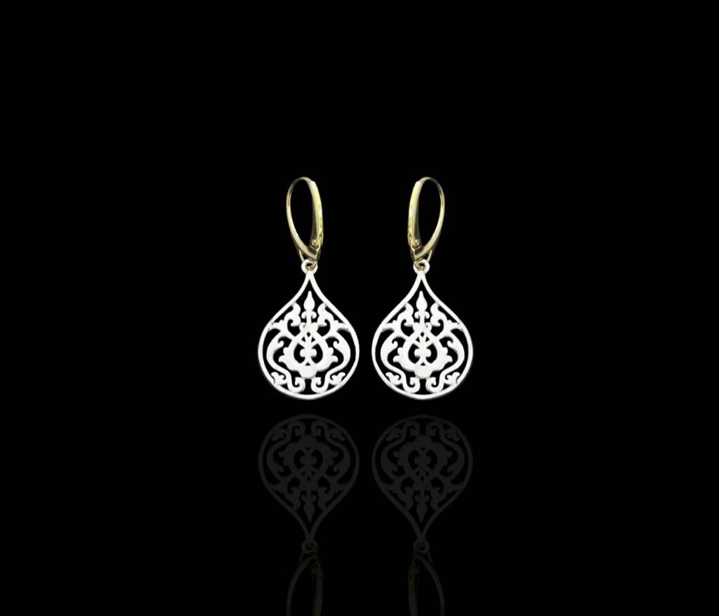 Arabesque Silver Earrings With Gold Plated French Clasp