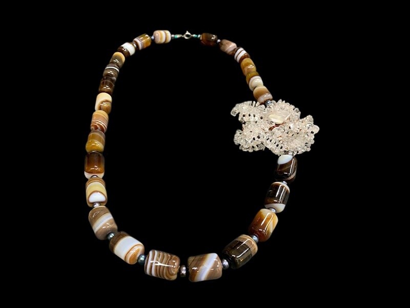 GEMSTONE NECKLACE WITH LARGE CRYSTAL FLOWER