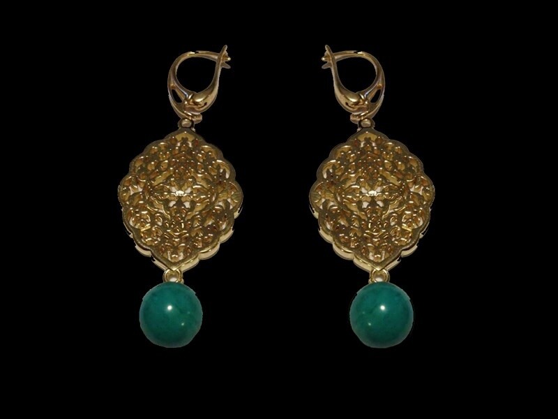 AKM 617 Small Geo Silver Earring. Stone Drop