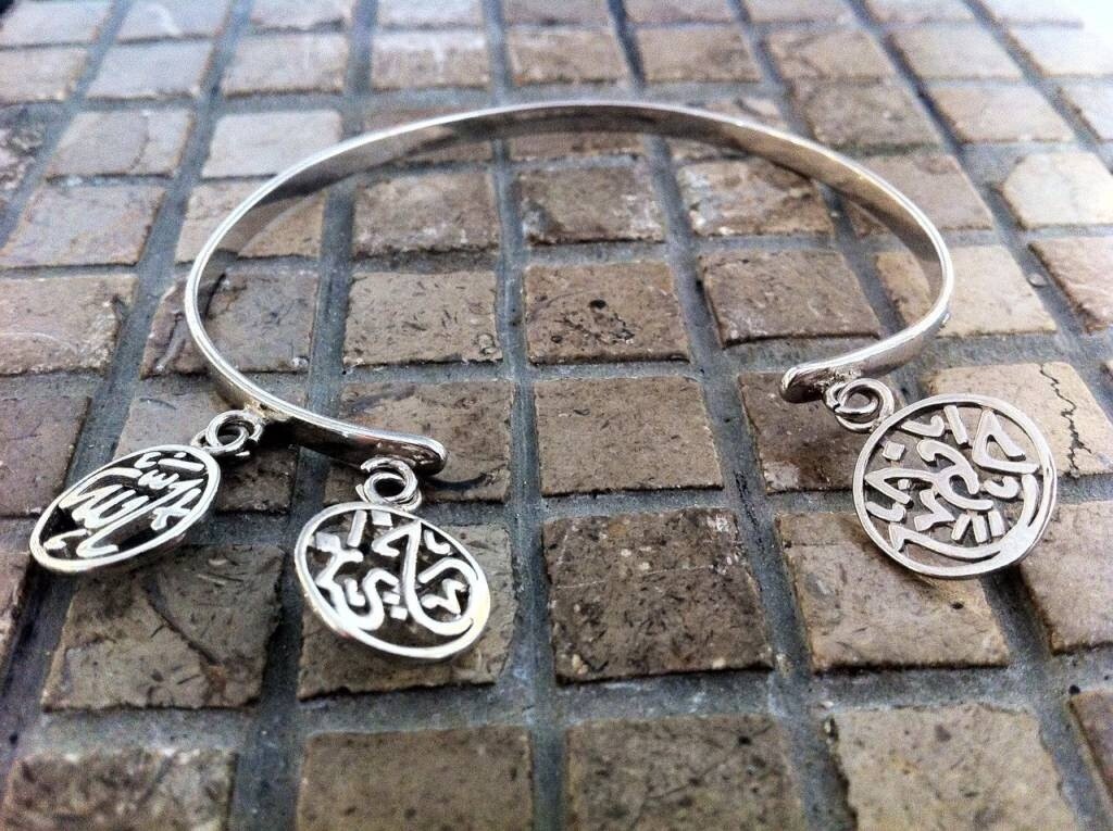 BANGLE WITH FALLAH KHEIR CHARMS 2-TONE