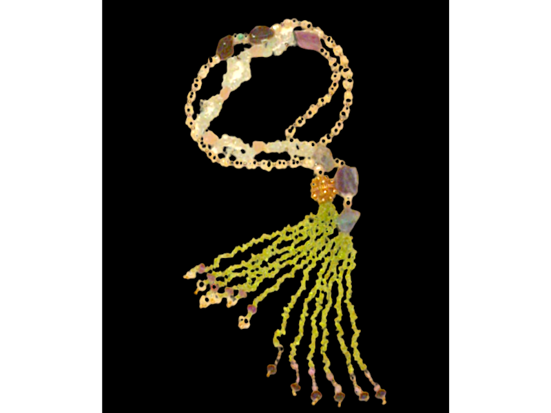 Abstract Gemstone Tie Necklace