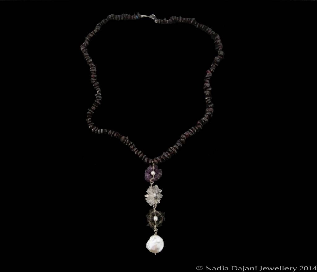 3-Tier Flower On Pearl Necklace