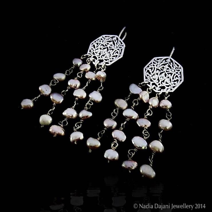 OCTAGON SHOWER EARRINGS SILVER