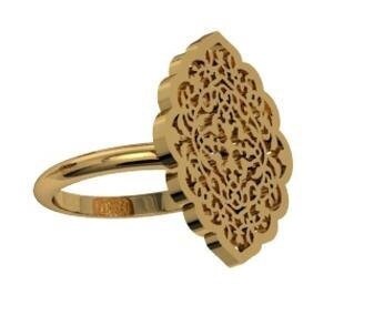RIBBED OVAL ARABESQUE RING SILVER GP